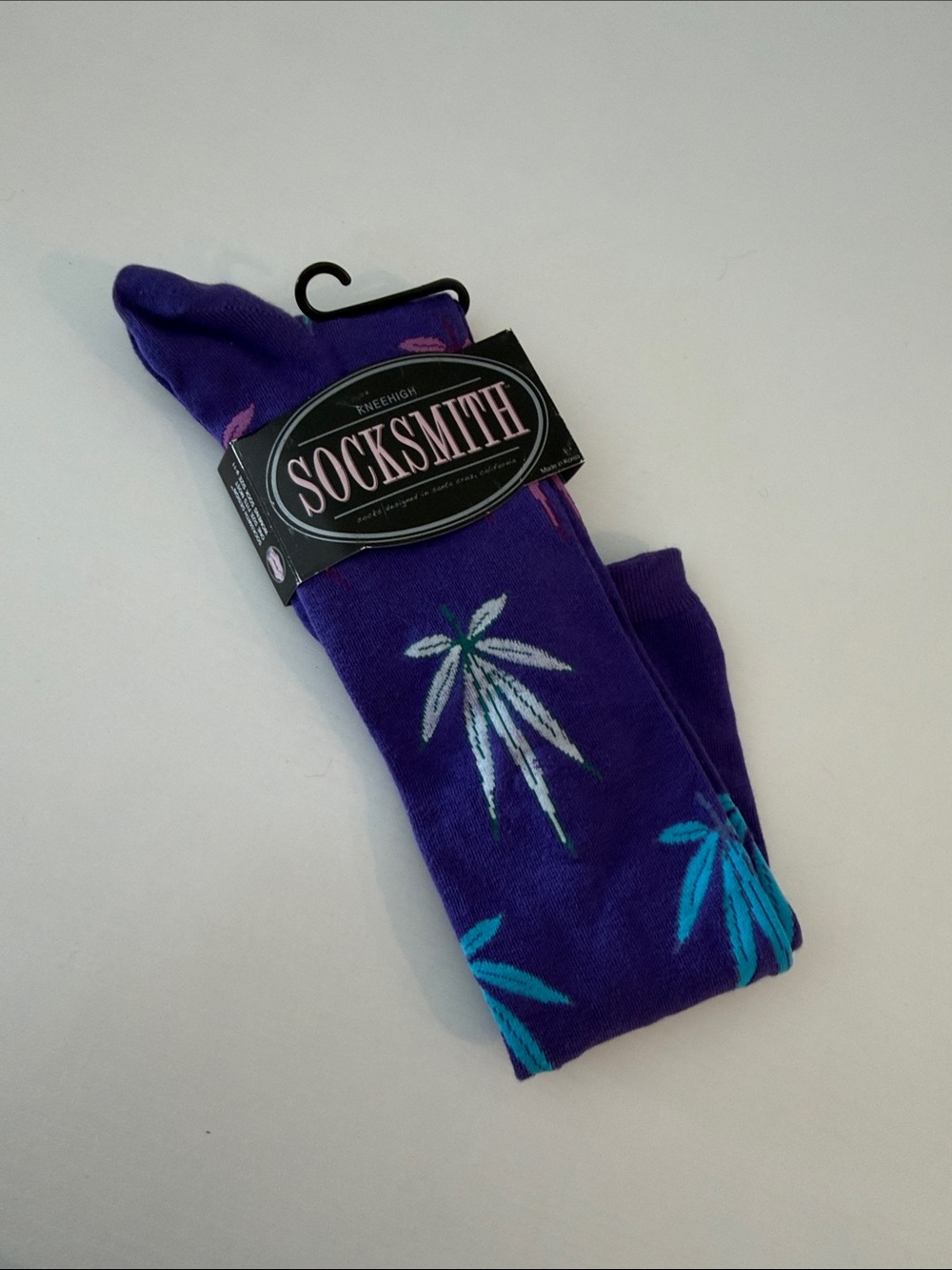 Socksmith Men's Purple Palm Leaf Crew Socks